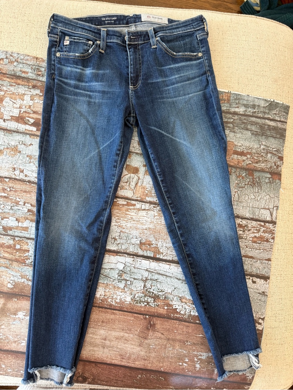 Ag Adriano Goldschmied Dark Blue Stilt Cigarette Crop Slim Jeans Size 29R